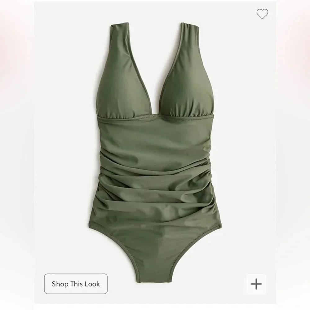 J. Crew Long-torso ruched V-neck one-piece size 4